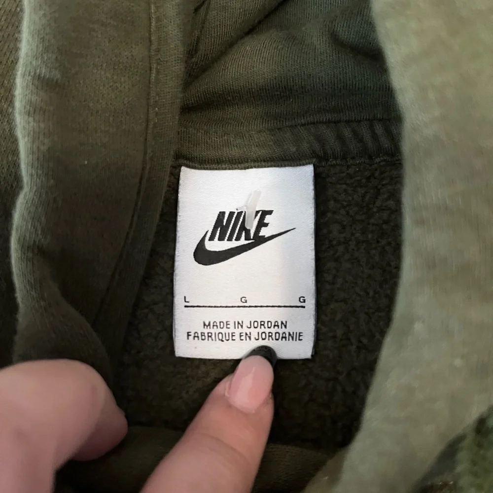 Nike Mens Army Green Fleece Hooded Pullover Sweatshirt size L